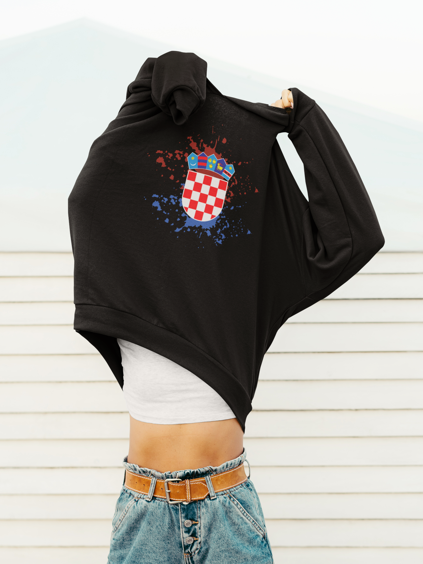 Croatian Hoodie "Splash Grb"