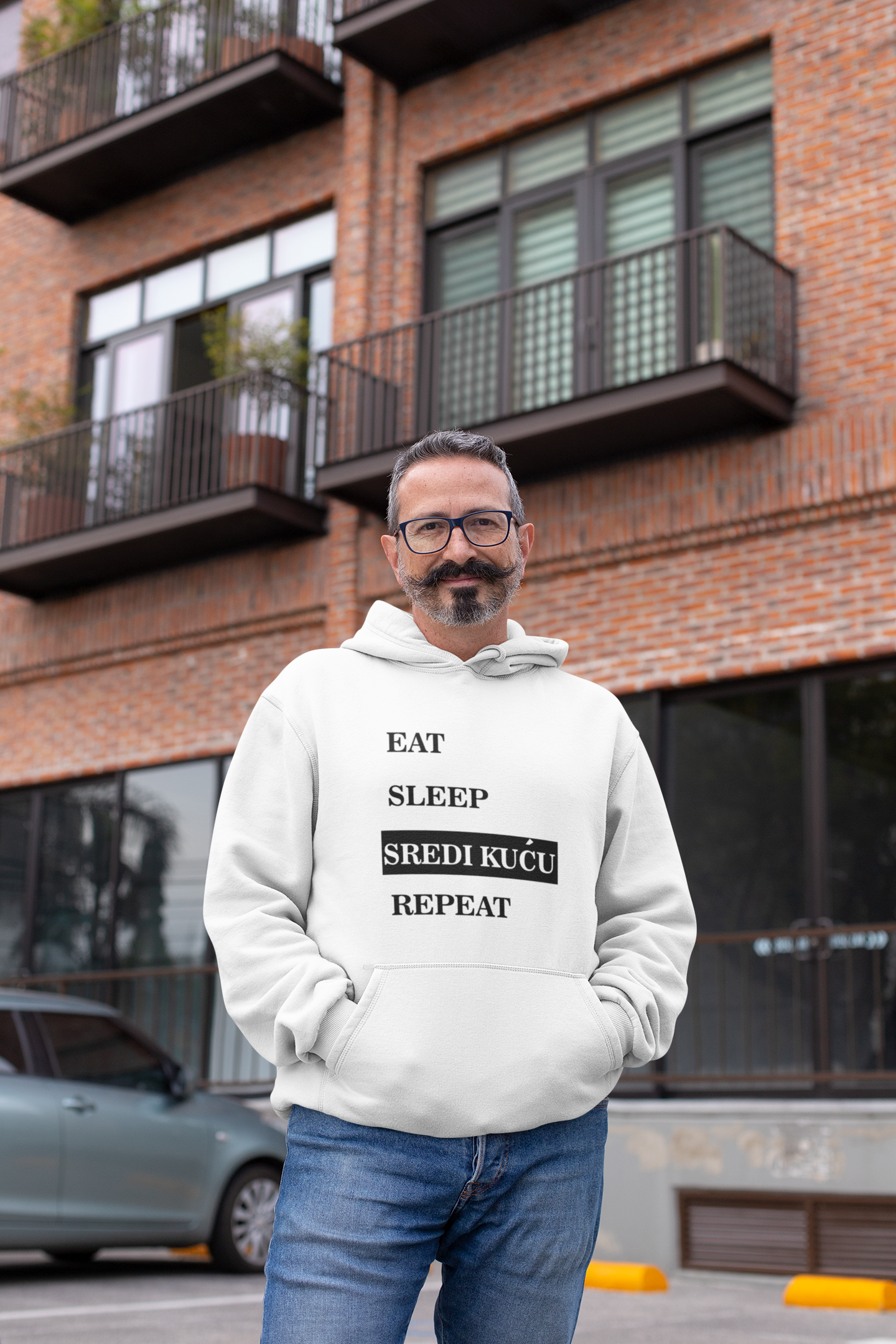 Majice sa natpisima: Hoodie - EAT SLEEP SREDI KUćU REPEAT