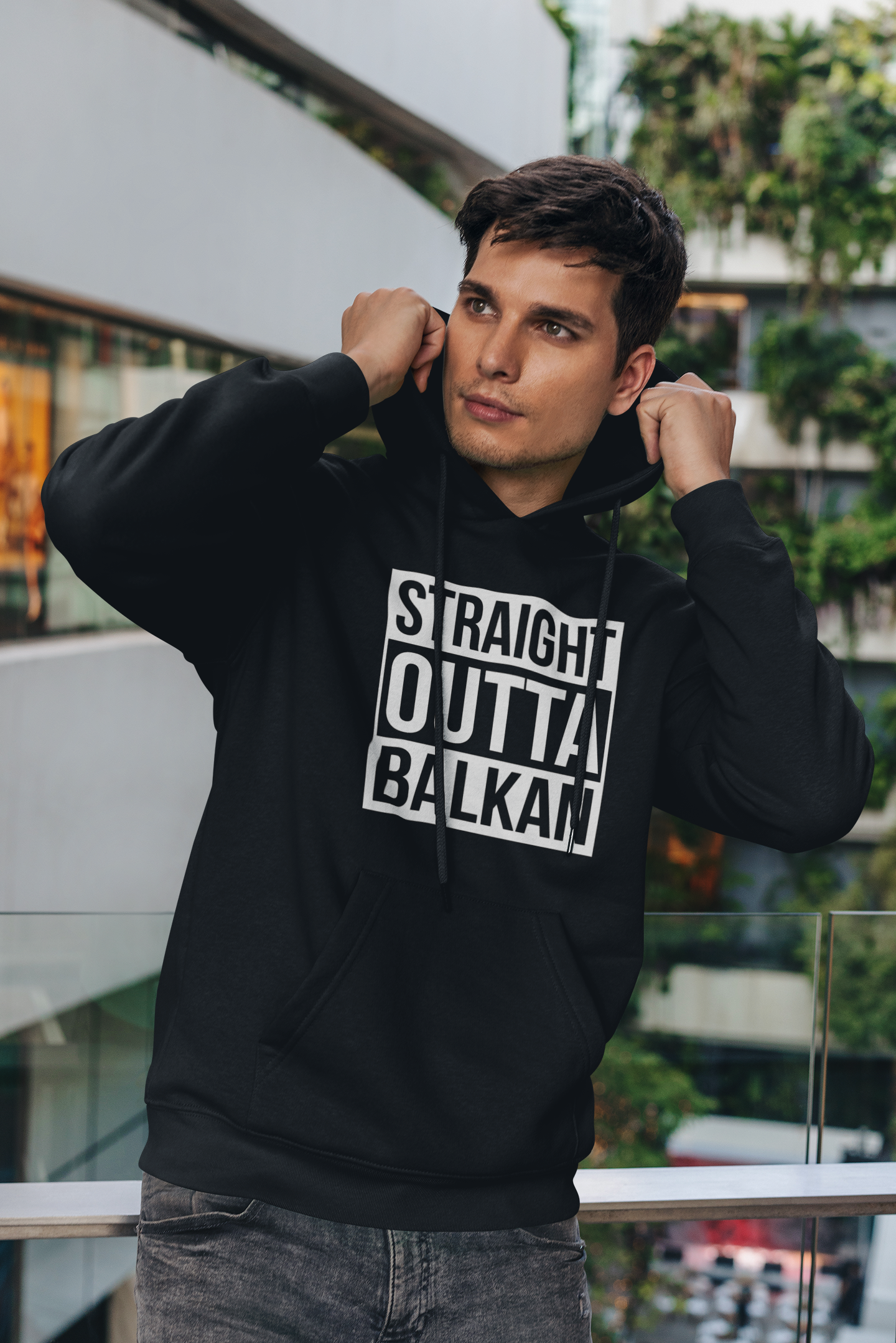 Straight Outta Balkan Hoodie > WHITE PRINT